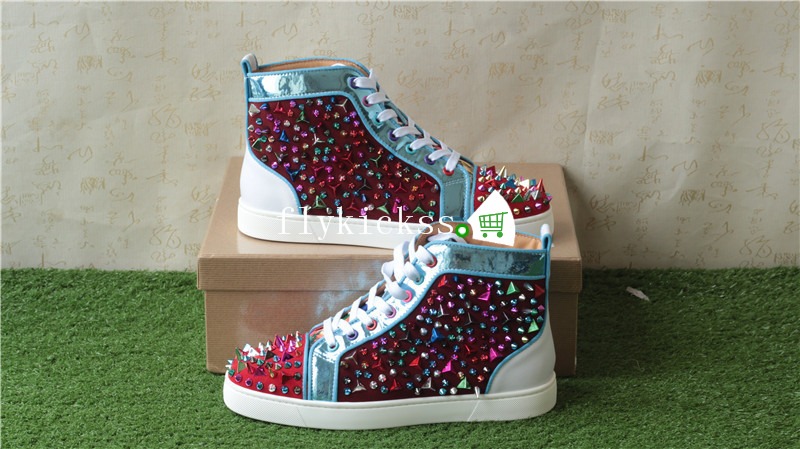 Christian Louboutin Colorful Spike High Top Flat Sneakers